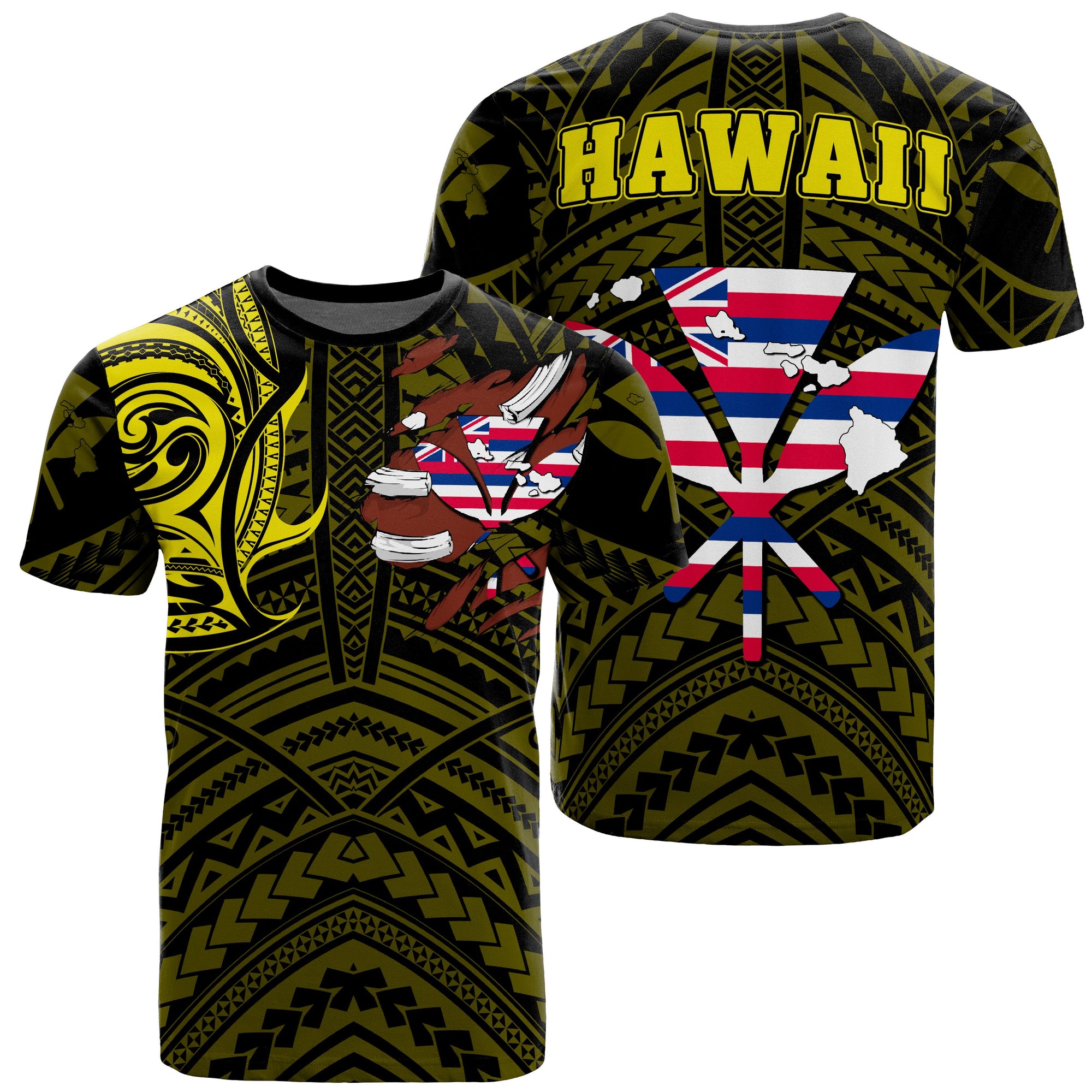 Hawaiian Kanaka T Shirt Heart Tattoo Yellow Unisex Yellow - Polynesian Pride