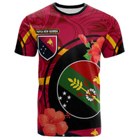 Papua New Guinea T Shirt Chimbu Flag of PNG with Hibicus and Polynesian Culture T Shirt Art - Polynesian Pride