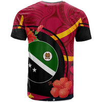 Papua New Guinea T Shirt Western Highlands Flag of PNG with Hibicus and Polynesian Culture T Shirt - Polynesian Pride
