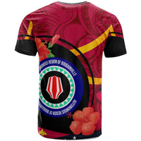 Papua New Guinea T Shirt Bougainville Flag of PNG with Hibicus and Polynesian Culture T Shirt - Polynesian Pride