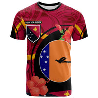 Papua New Guinea T Shirt New Ireland Flag of PNG with Hibicus and Polynesian Culture T Shirt Art - Polynesian Pride
