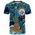 Hawaii Custom T Shirt Waiakea High School with Polynesian Culture and Tiki Surfer LT10 Blue - Polynesian Pride