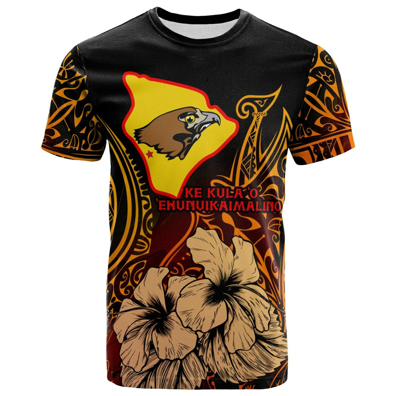 Hawaii Custom T Shirt Ke Kula o Ehunuikaimalino High School with Polynesian Pride Pattern LT10 Red - Polynesian Pride