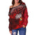 Tonga Polynesian Off Shoulder Sweatshirt - Tonga Coat Of Arms With Lauhala Tribal Pattern - Polynesian Pride