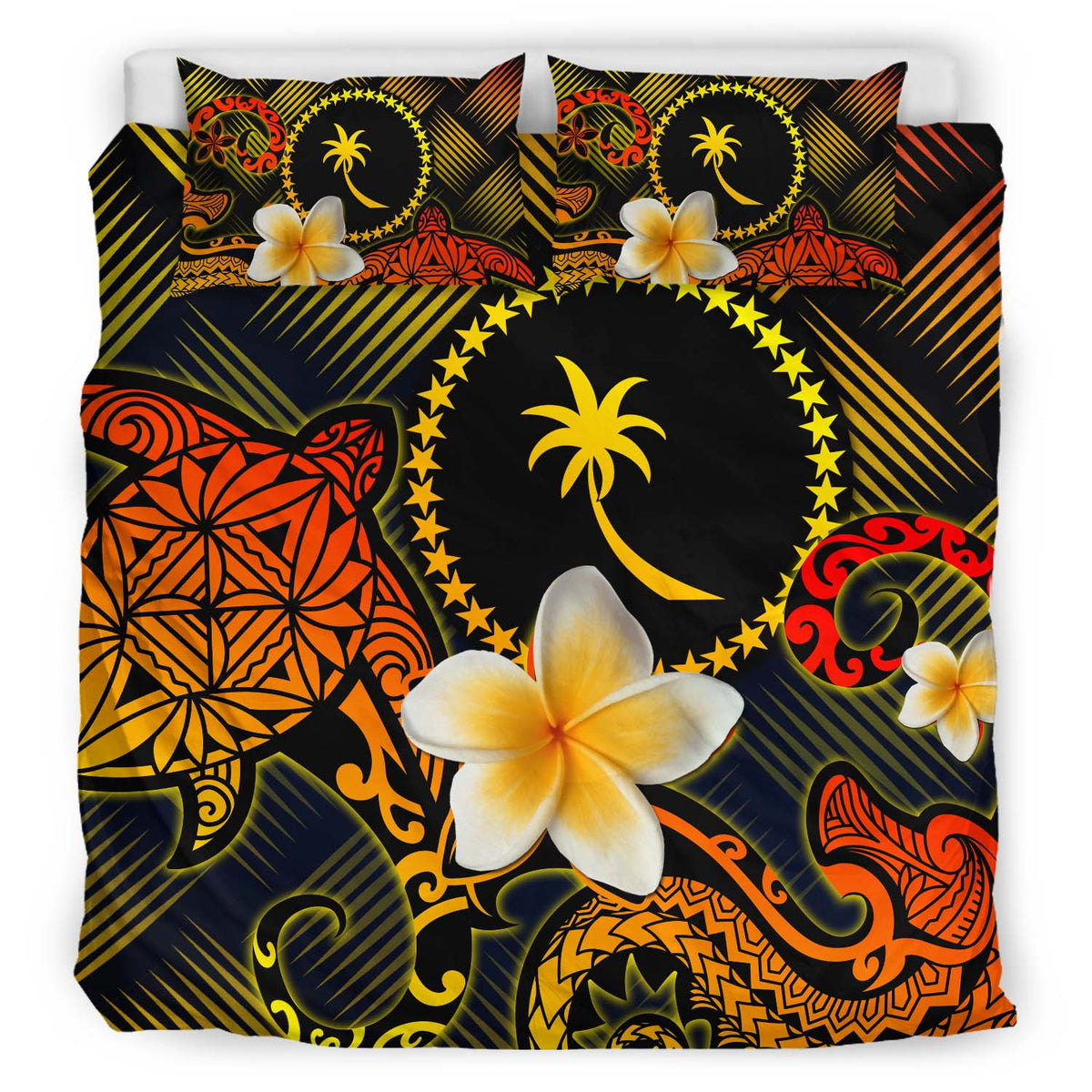 Chuuk Polynesian Bedding Set - Lauhala Turtle Plumeria Tropical - Polynesian Pride