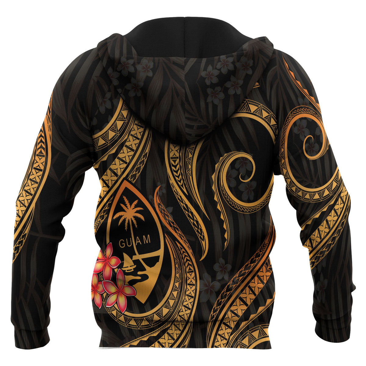 Guam Polynesian Zip up Hoodie Gold Plumeria - Polynesian Pride