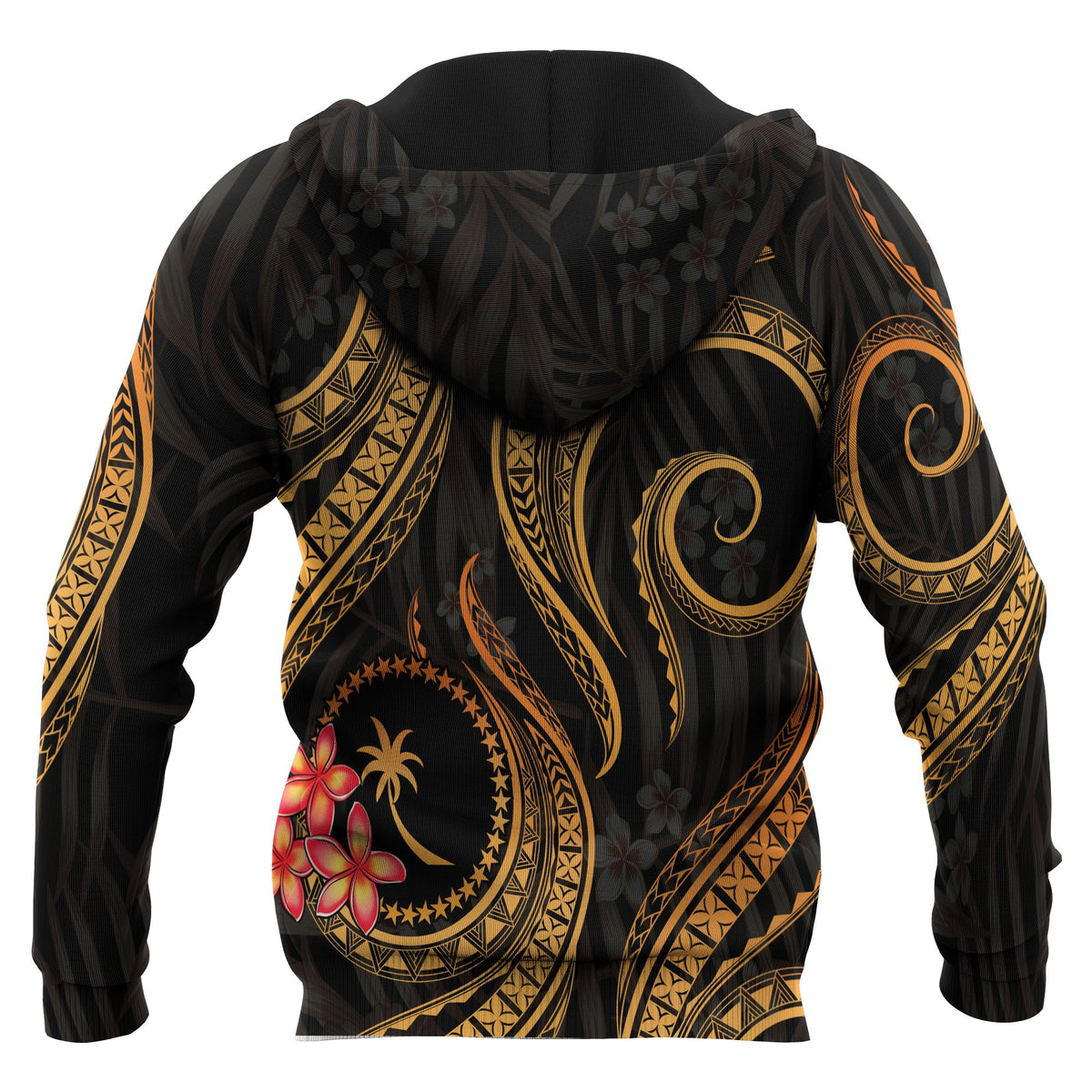Chuuk Micronesian Hoodie Gold Plumeria - Polynesian Pride