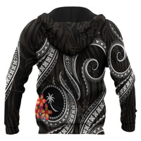 Chuuk Micronesian Zip up Hoodie Black Plumeria - Polynesian Pride