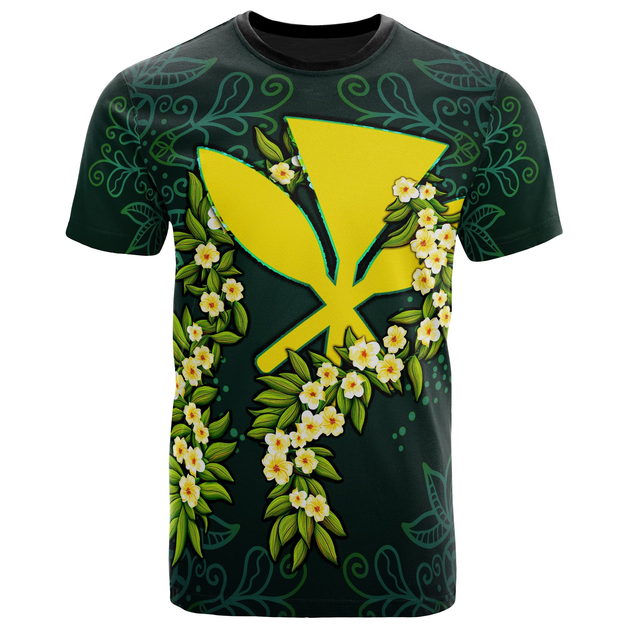 Polynesian Hawaii T Shirt Ti Leaf Lei Turtle Unisex GREEN - Polynesian Pride