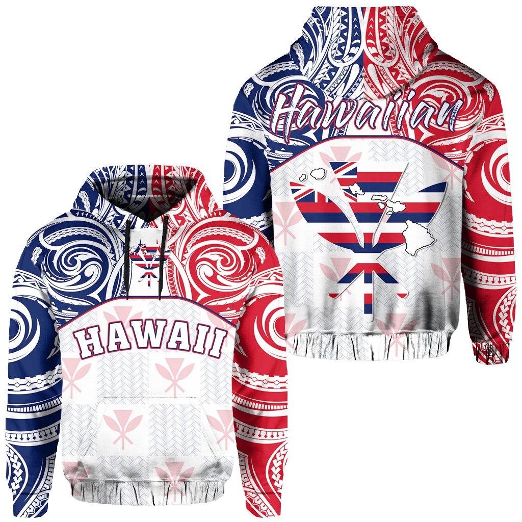 Hawaiian Kanaka Hoodie Flag Nation Demodern White Unisex White - Polynesian Pride