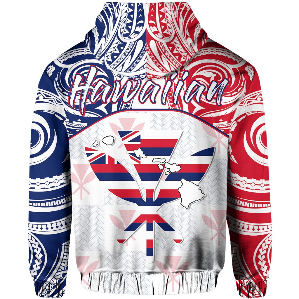 Hawaiian Kanaka Hoodie Flag Nation Demodern White - Polynesian Pride