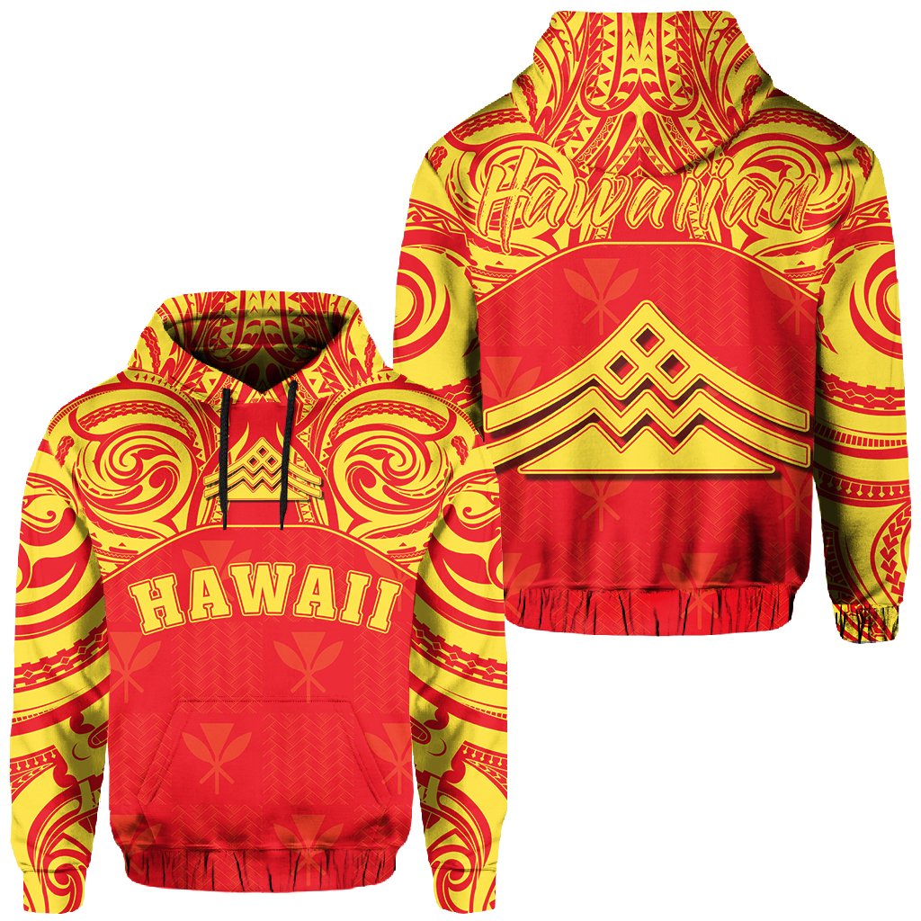 Hawaiian Kanaka Hoodie Mauna Kea Demodern AH Unisex Red - Polynesian Pride