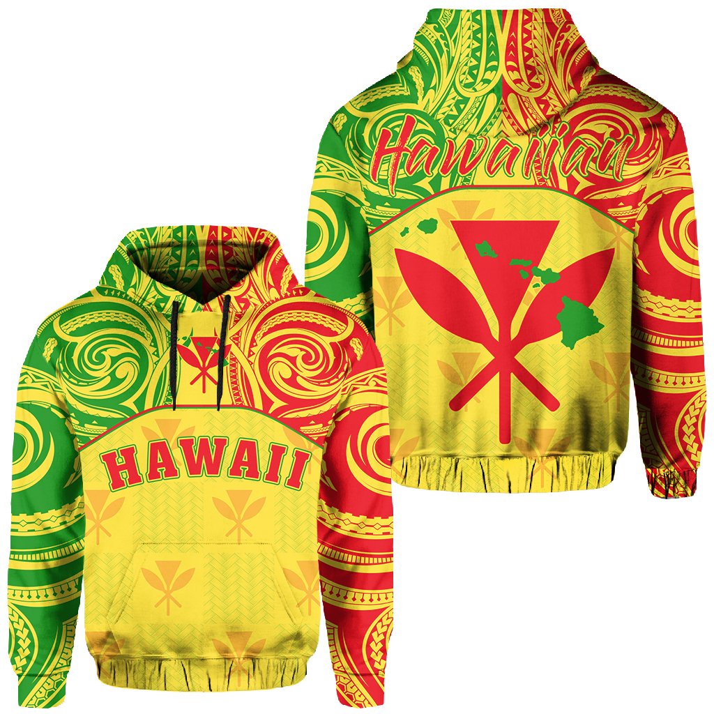 Hawaiian Kanaka Hoodie Flag Nation Yellow Demodern AH Unisex Yellow - Polynesian Pride