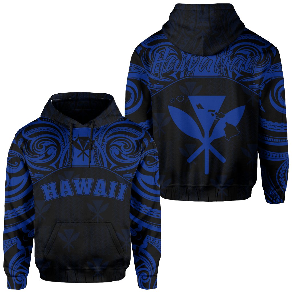 Hawaiian Kanaka Hoodie Demodern Blue Unisex Blue - Polynesian Pride