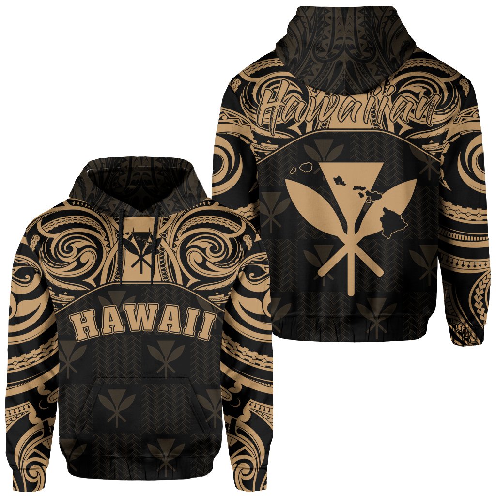 Hawaiian Kanaka Hoodie Demodern Gold Unisex Gold - Polynesian Pride