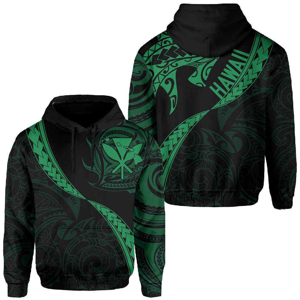 Hawaiian Kanaka Hoodie Mano Kihikihi Green Unisex Green - Polynesian Pride