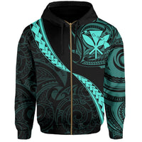 Hawaiian Kanaka Hoodie (Zipper) Mano Kihikihi Turquoise - Polynesian Pride