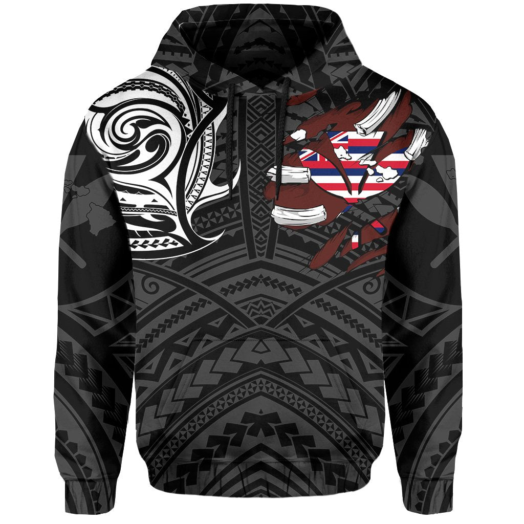 Hawaiian Kanaka Hoodie Heart Tattoo White - Polynesian Pride