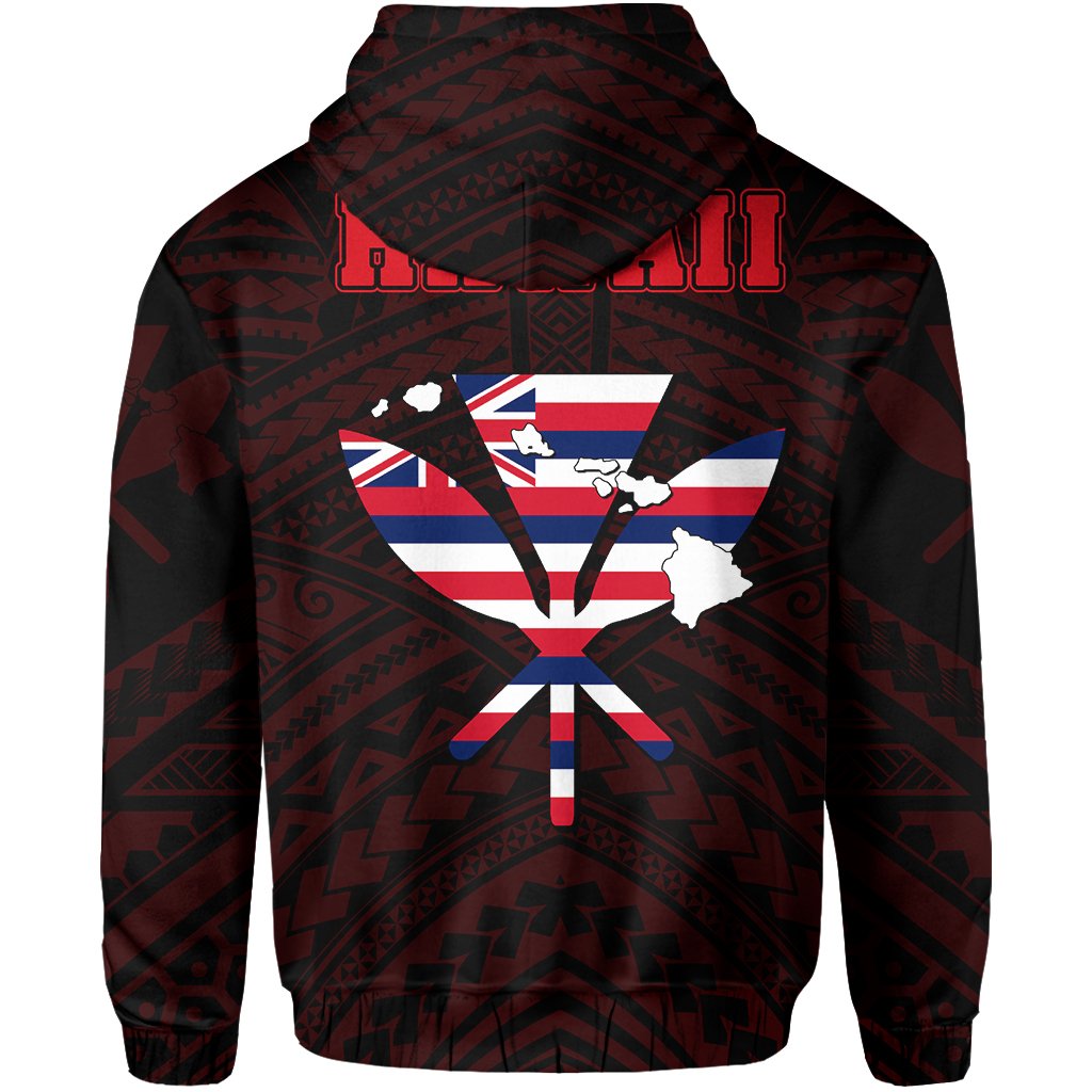Hawaiian Kanaka Hoodie (Zipper) Heart Tattoo Red - Polynesian Pride