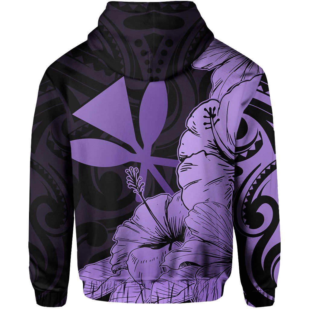 Hawaii Turtle Hoodie (Zipper) Polynesian Hibiscus Art Ver 2.0 Violet - Polynesian Pride