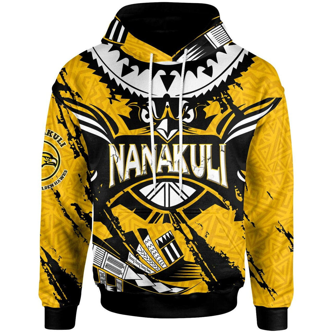 Hawaii Custom Polynesian Hoodie Nanakuli High & Intermediate School Golden Hawks LT10 Yellow - Polynesian Pride