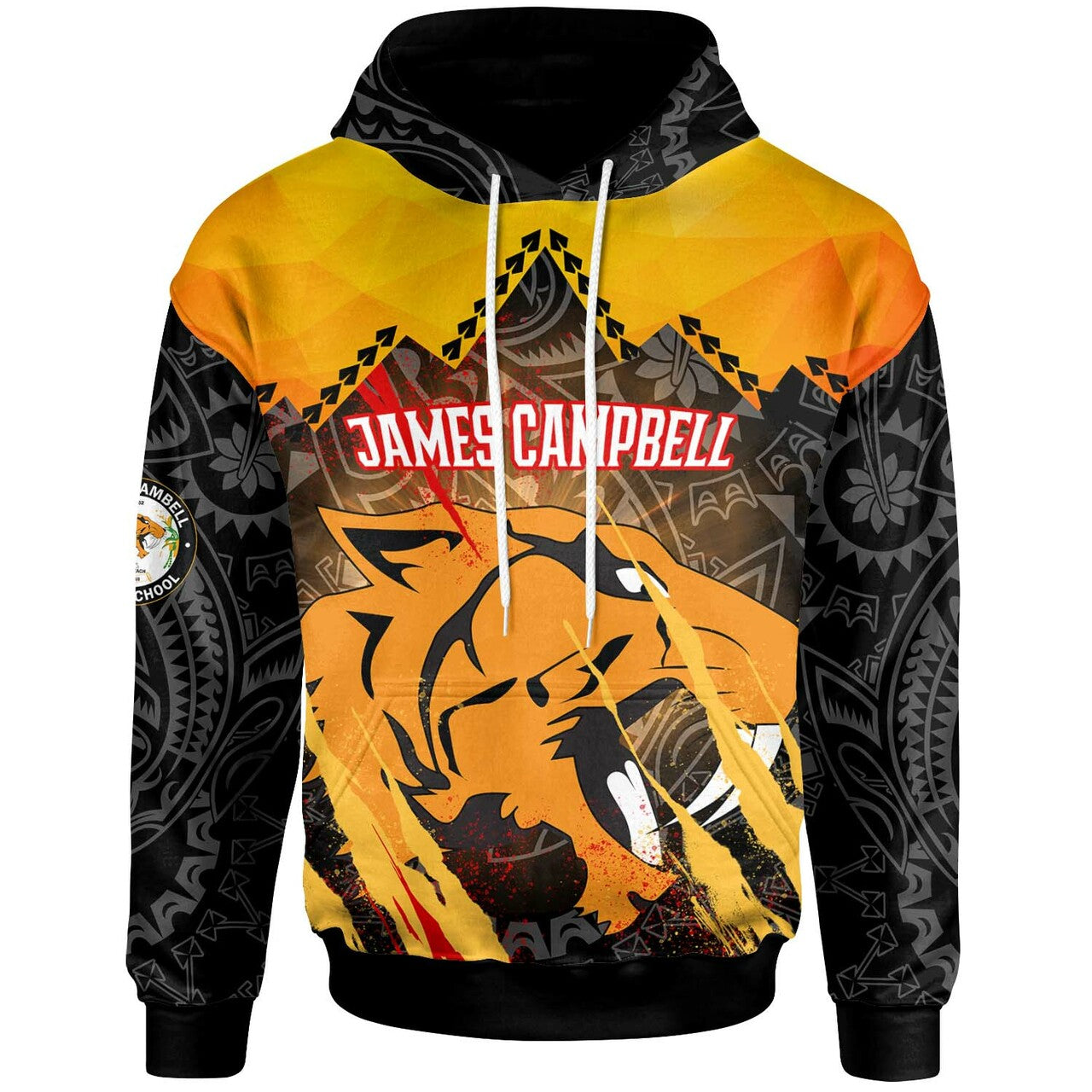 Hawaii Polynesian Hoodie James Campbell High School Polynesian Pattern LT10 Orange - Polynesian Pride