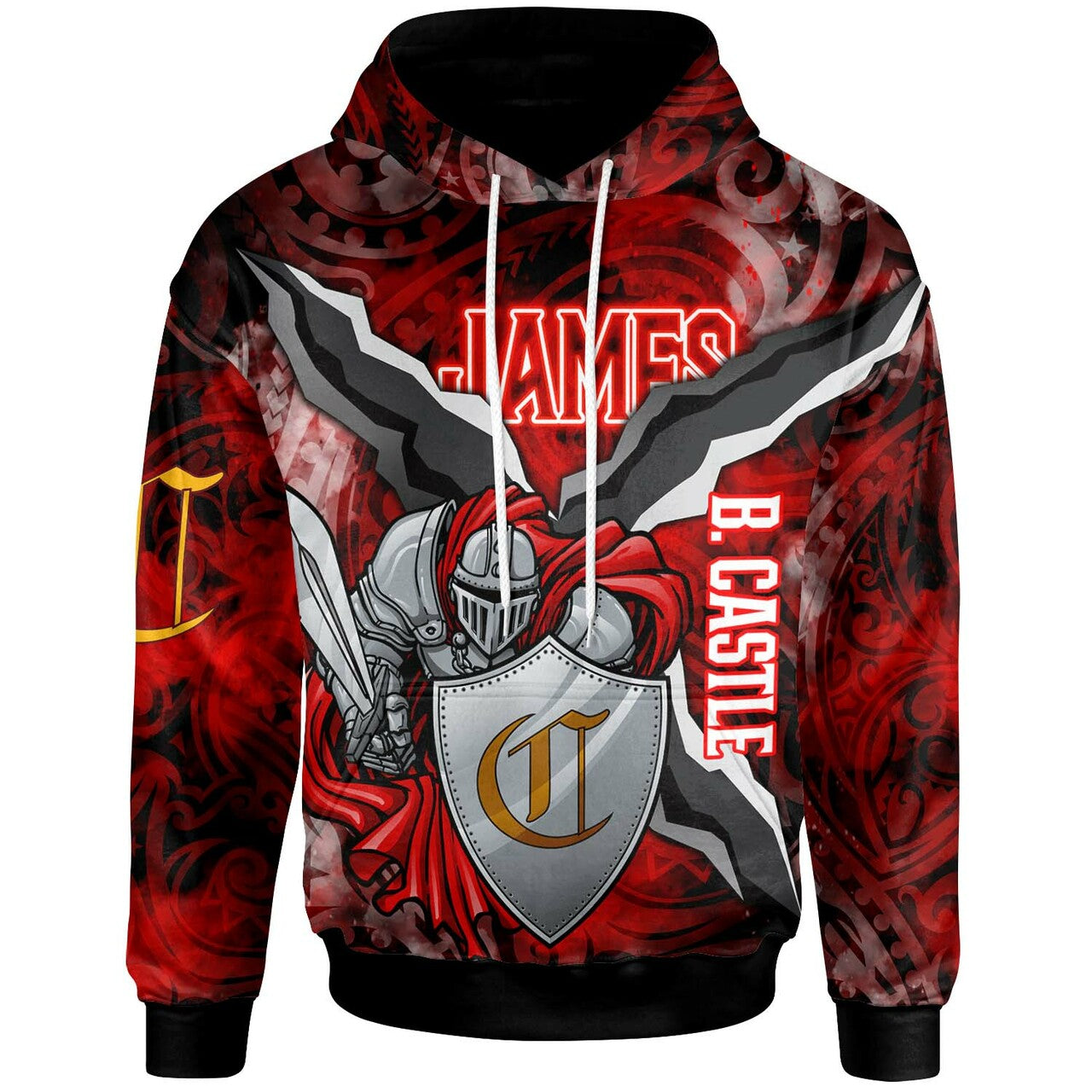 Hawaii Custom Hoodie James B. Castle High School Knights Polynesian Pride LT10 Red - Polynesian Pride