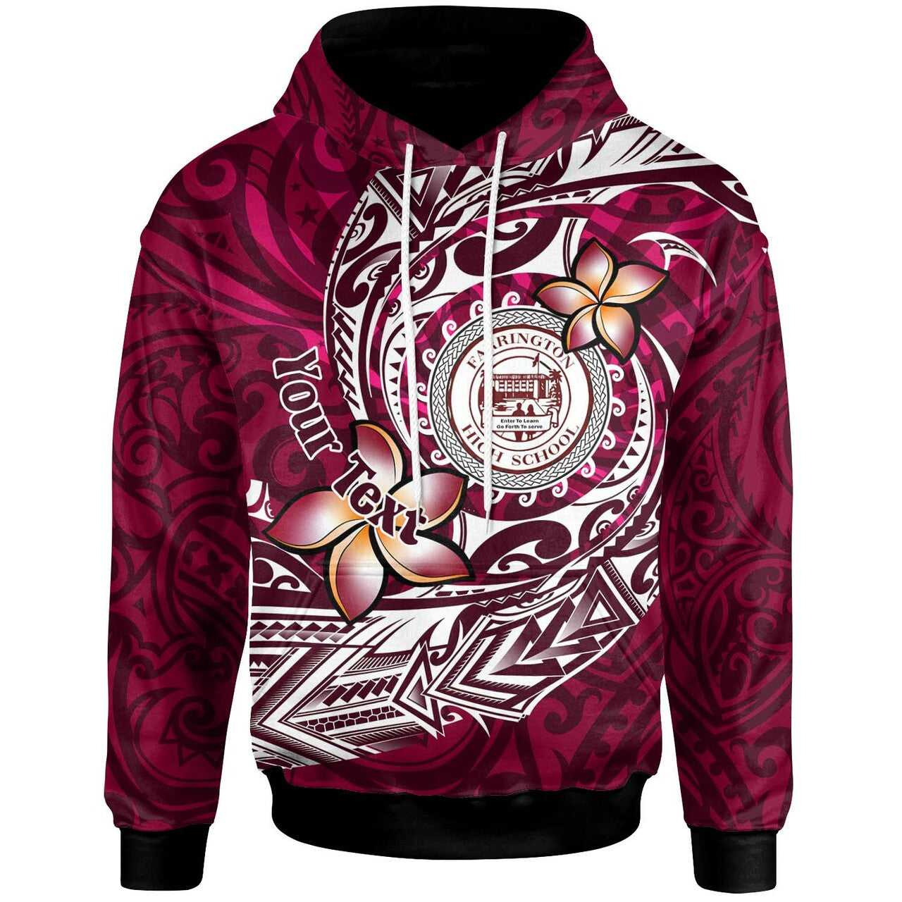 Hawaii Custom Hoodie Farrington High School Maroon Polynesian Patterns LT10 Purple - Polynesian Pride