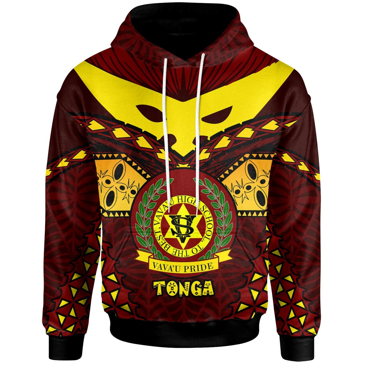 Tonga Custom Hoodie Vavau High Shool Tonga with Polynesian Patterns LT10 Red - Polynesian Pride