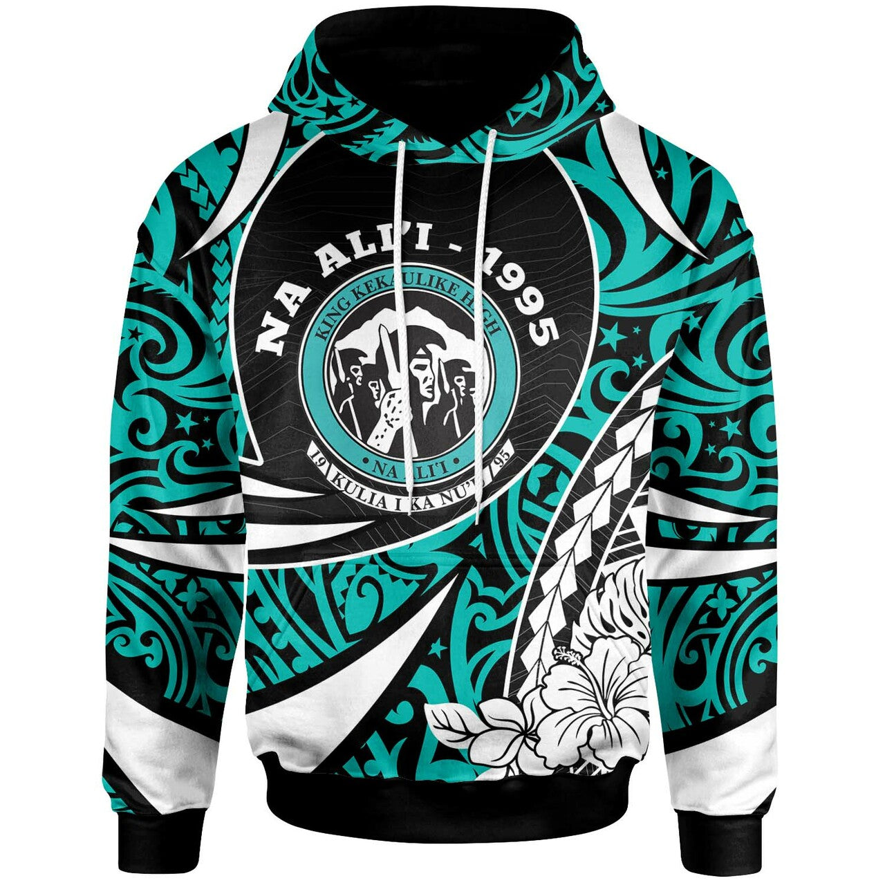 Hawaii Custom Hoodie King Kekaulike High School Polynesian Tribal Pattern LT10 Green - Polynesian Pride