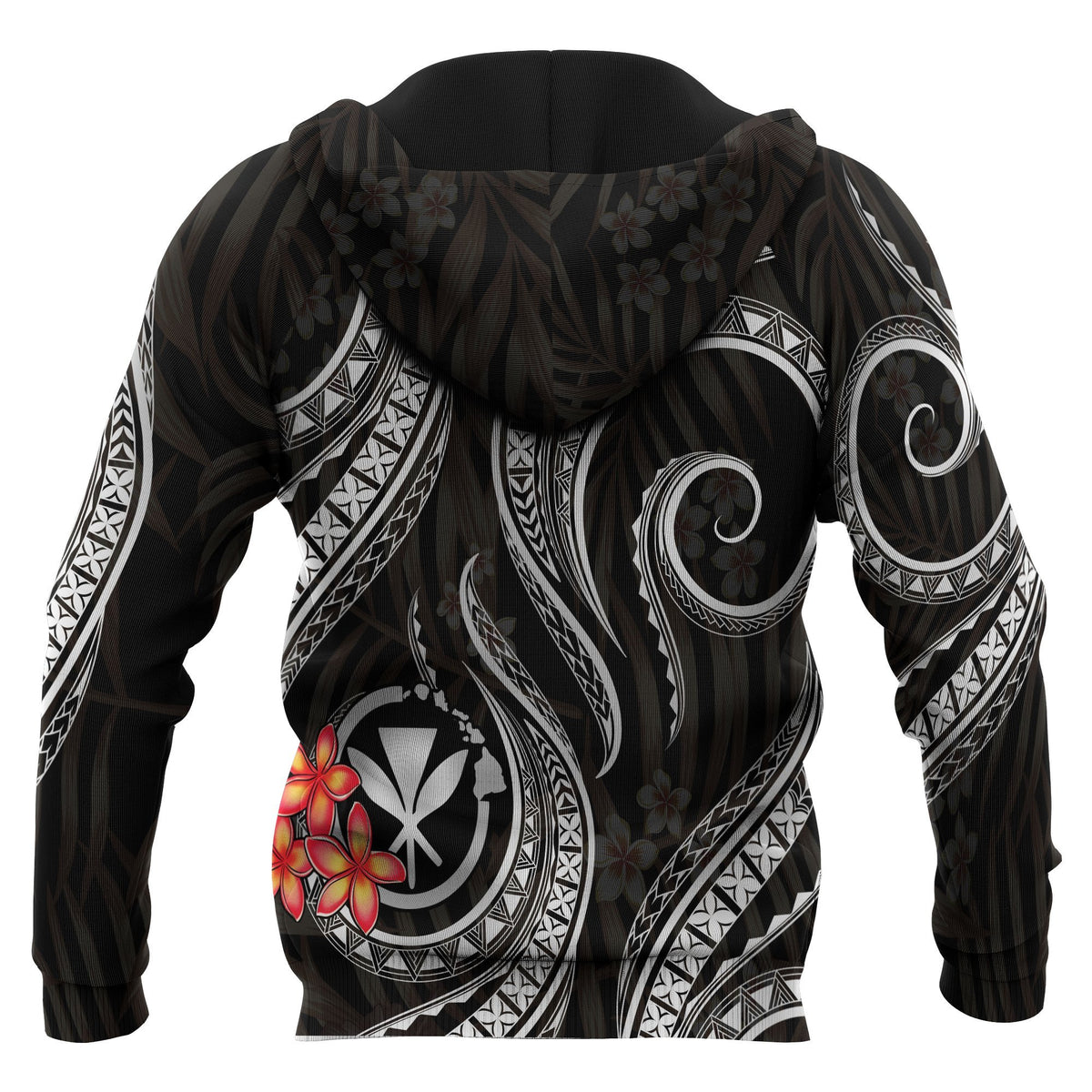 Polynesian Hawaii Zip up Hoodie Black Plumeria - Polynesian Pride