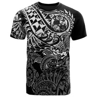 Tonga Polynesian T Shirt Tonga Coat of Arms White Turtle Flowing Unisex White - Polynesian Pride