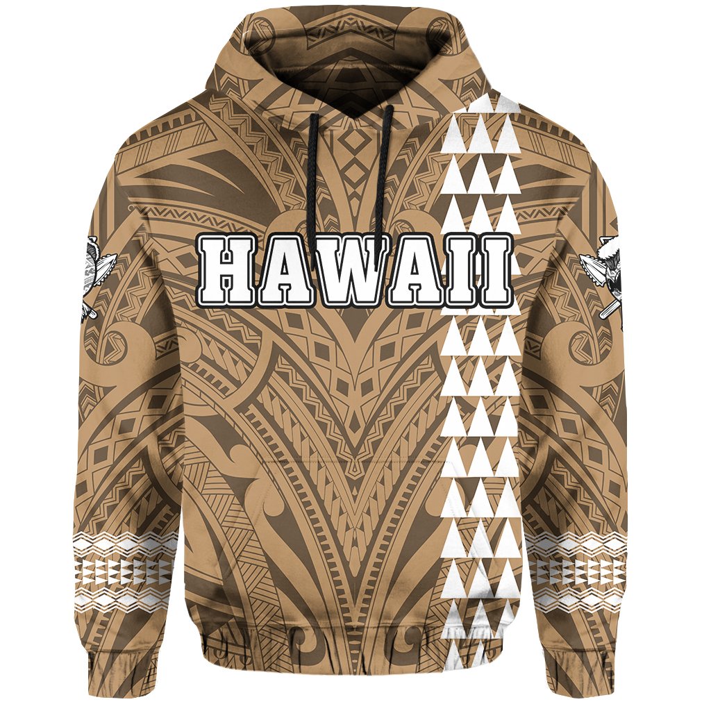 Polynesian Islands Warrior Kakau Hawaii Hoodie Gold - Polynesian Pride