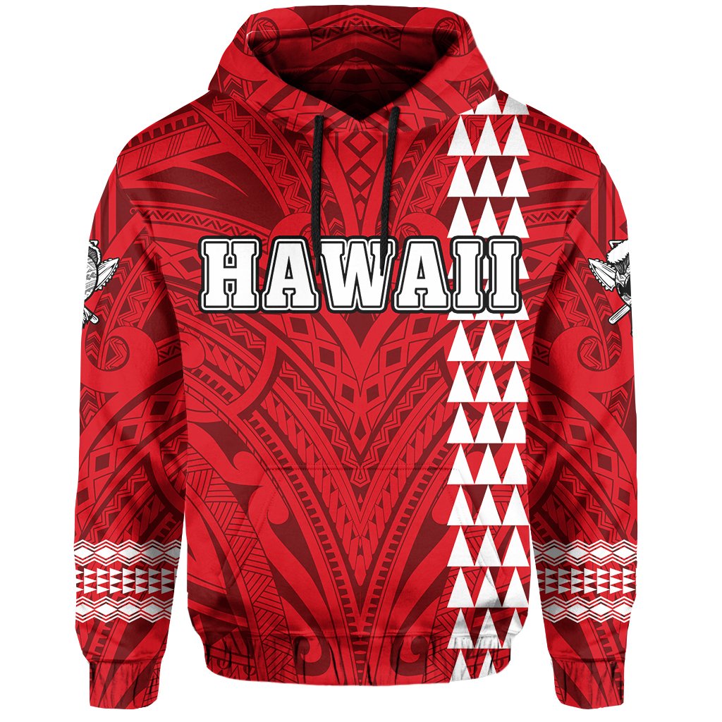 Polynesian Islands Warrior Kakau Hawaii Hoodie Red - Polynesian Pride