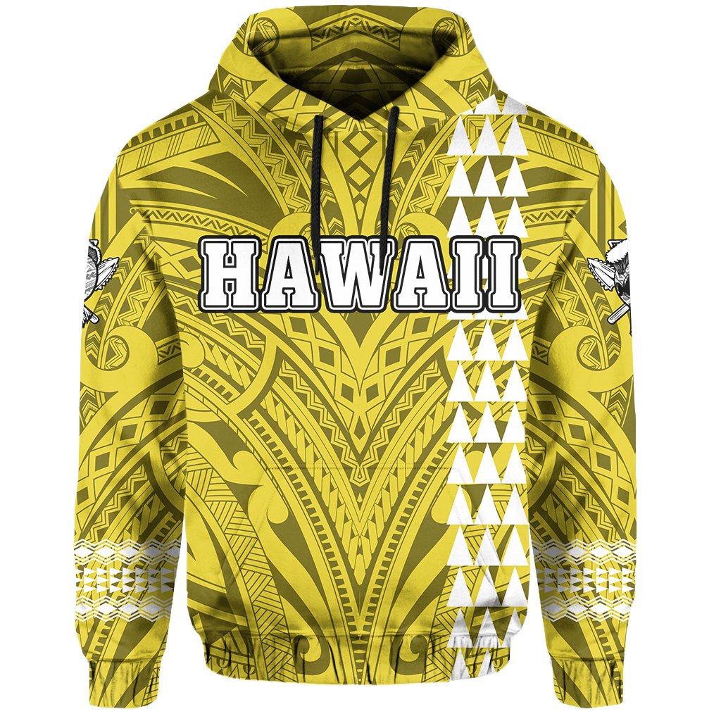 Polynesian Islands Warrior Kakau Hawaii Hoodie Yellow - Polynesian Pride