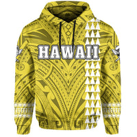 Polynesian Islands Warrior Kakau Hawaii Hoodie Yellow - Polynesian Pride