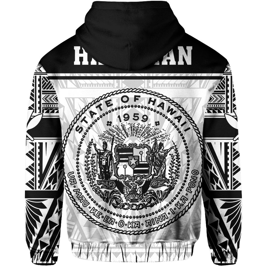Polynesian Seal of Hawaii Zip Hoodie White NRP Style - Polynesian Pride