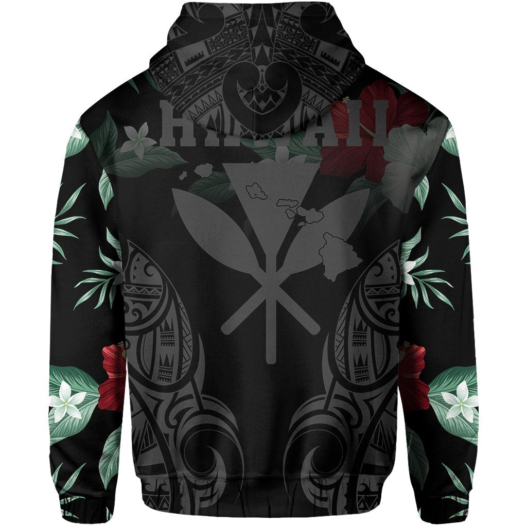 Polynesian Tropic Kanaka Maoli Hibiscus Hawaii Zip Hoodie Gray - Polynesian Pride