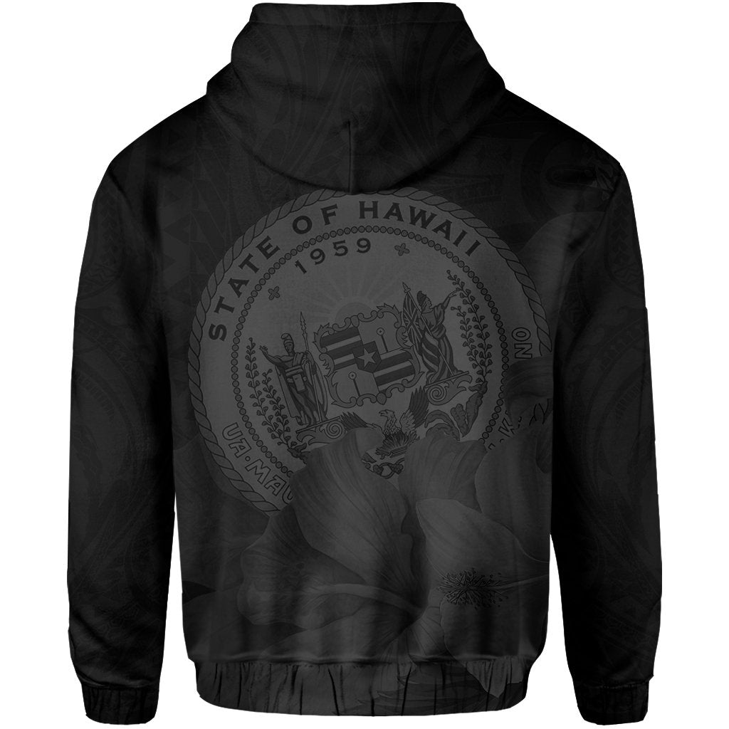 Tropic Hibiscus Seal of Hawaii Zip Hoodie Gray - Polynesian Pride