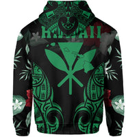Polynesian Tropic Kanaka Maoli Hibiscus Hawaii Zip Hoodie Green - Polynesian Pride