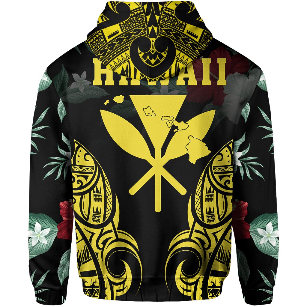 Polynesian Tropic Kanaka Maoli Hibiscus Hawaii Zip Hoodie Yellow - Polynesian Pride