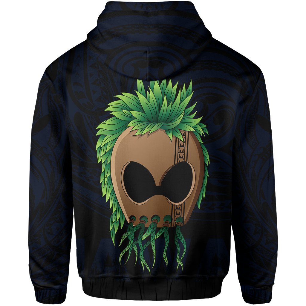 Polynesian Hula Man Helmet Hawaii Hoodie Blue - Polynesian Pride