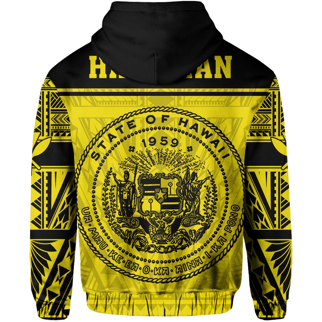 Polynesian Seal of Hawaii Zip Hoodie Yellow NRP Style - Polynesian Pride