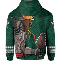 Polynesian Islands Warrior Kakau Hawaii Zip Hoodie Green - Polynesian Pride