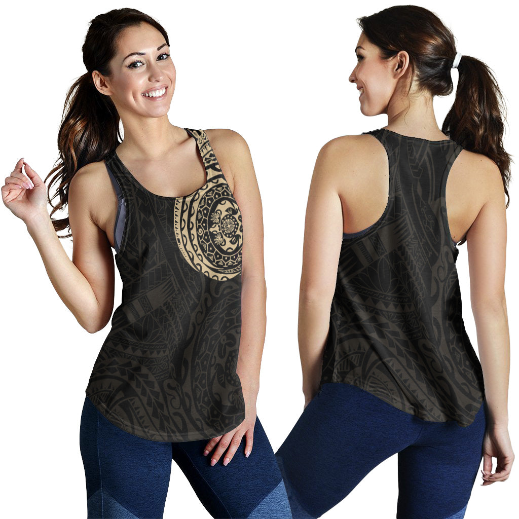 Polynesian Women Racerback Tank - Polynesian Tattoo Style Version 2 Gold - Polynesian Pride