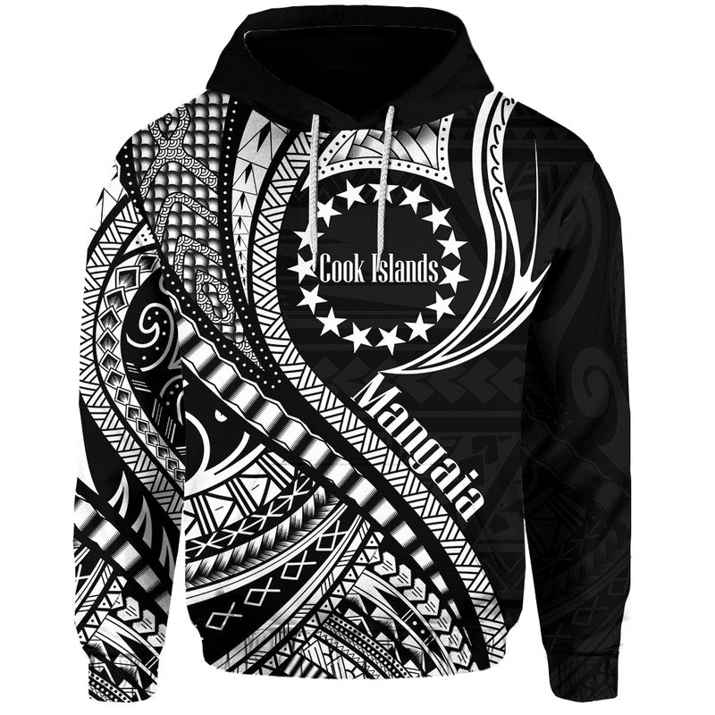 Mangaia Cook Islands Hoodie Black Polynesian Wave Style LT9 Hoodie Black - Polynesian Pride