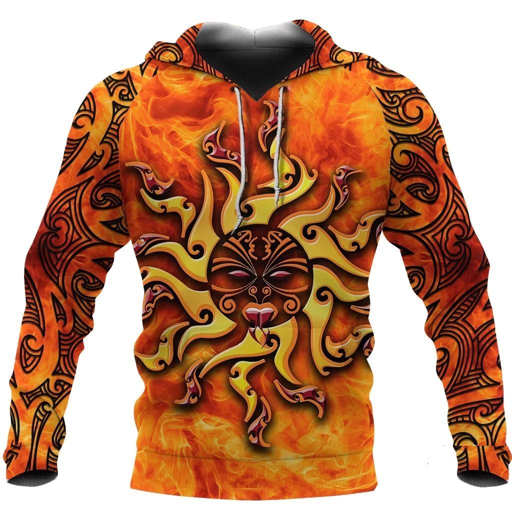 Maori Hoodie Tamanuitera The Sun Unisex Orange - Polynesian Pride