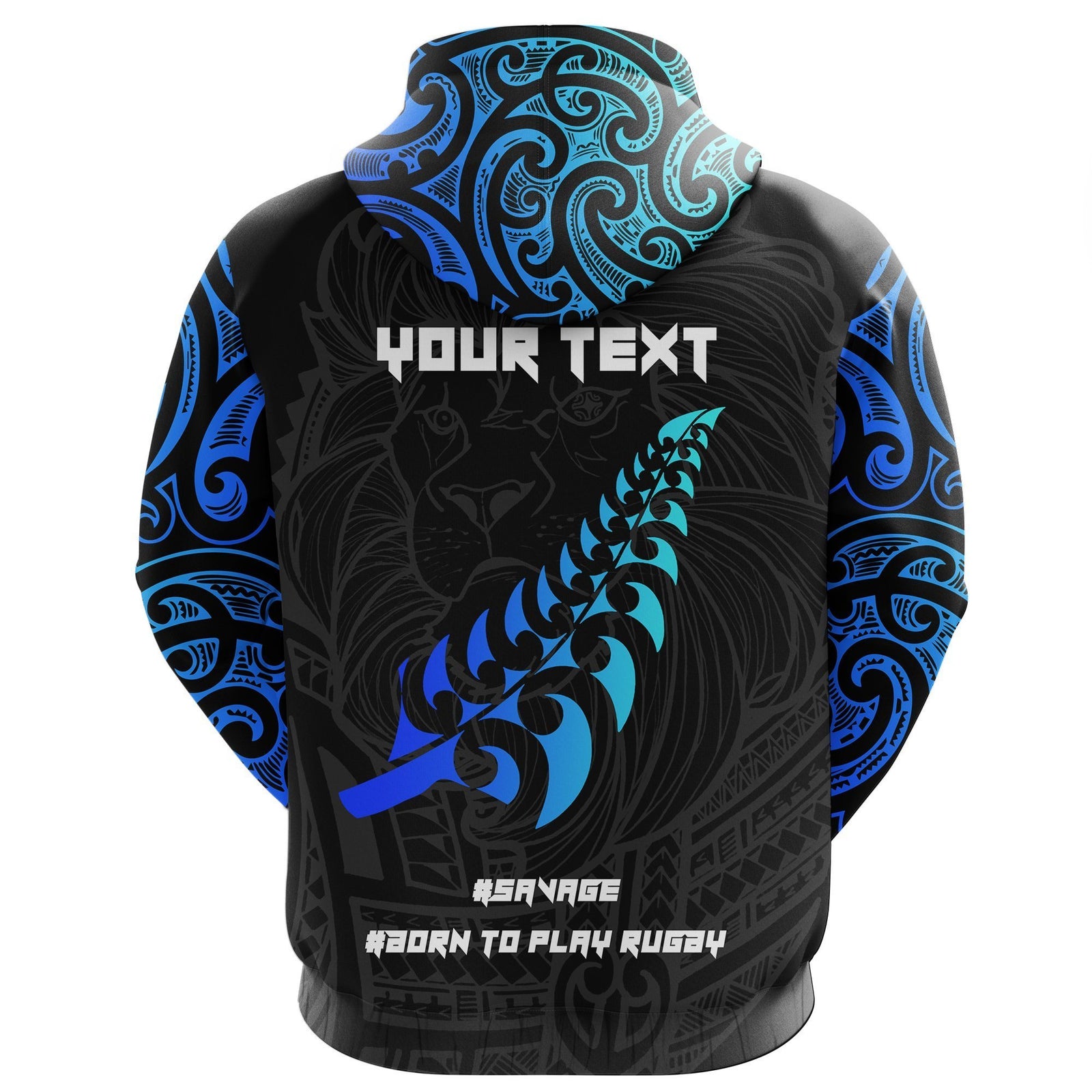New Zealand Maori Rugby Lion Hoodie Customized Unisex Black - Polynesian Pride