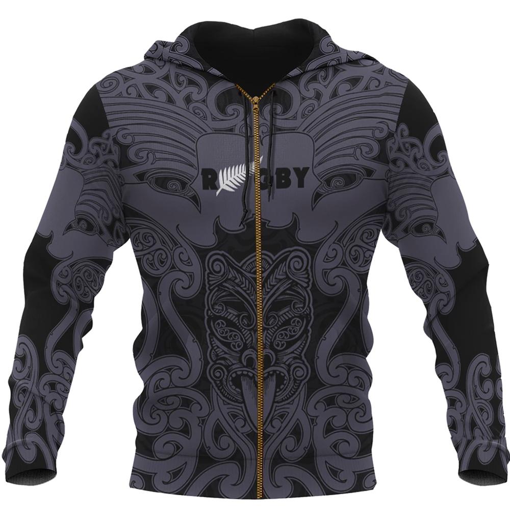 Maori Mangopare Zip Hoodie Black Unisex Black - Polynesian Pride