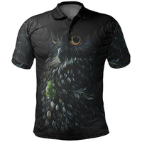 Morepork New Zealand Polo Shirt, Maori Morepork Golf Shirts Unisex Black - Polynesian Pride